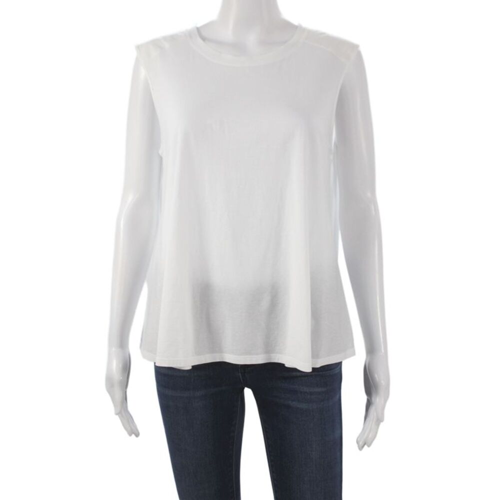 The Row Womens Sleeveless Jersey T-Shirt White Linen Round Neck Size L